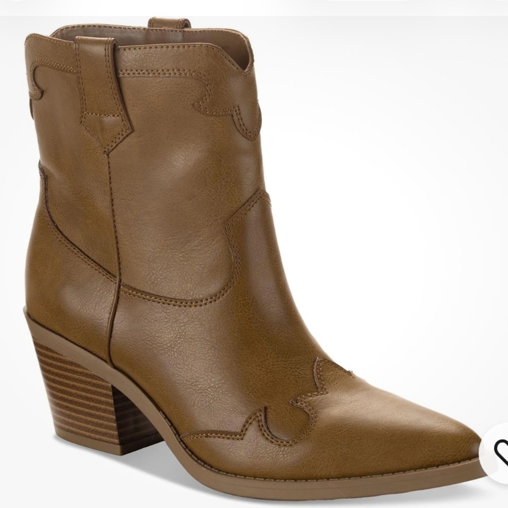 Sun and Stone Brown Leather Ankle  cowboy Boots